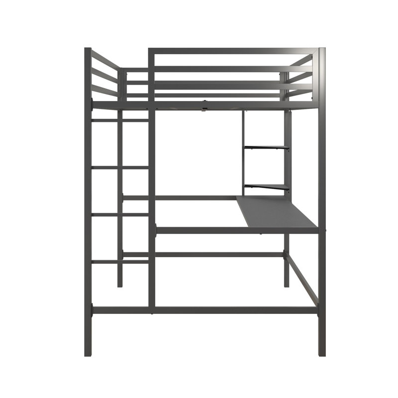 Novogratz Maxwell Metal Loft Bed with BuiltinDesk by Novogratz